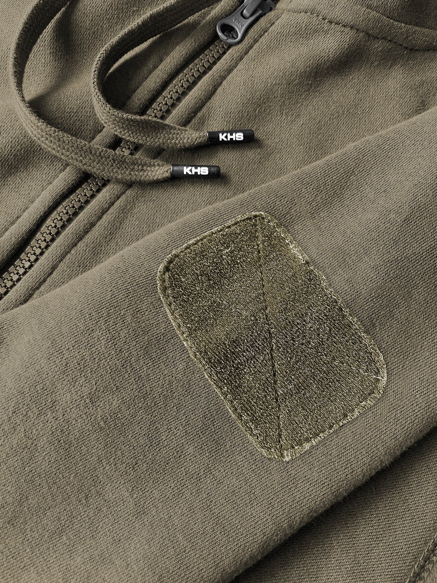 KHS Hoodie mit Zipper Steingrau-Oliv