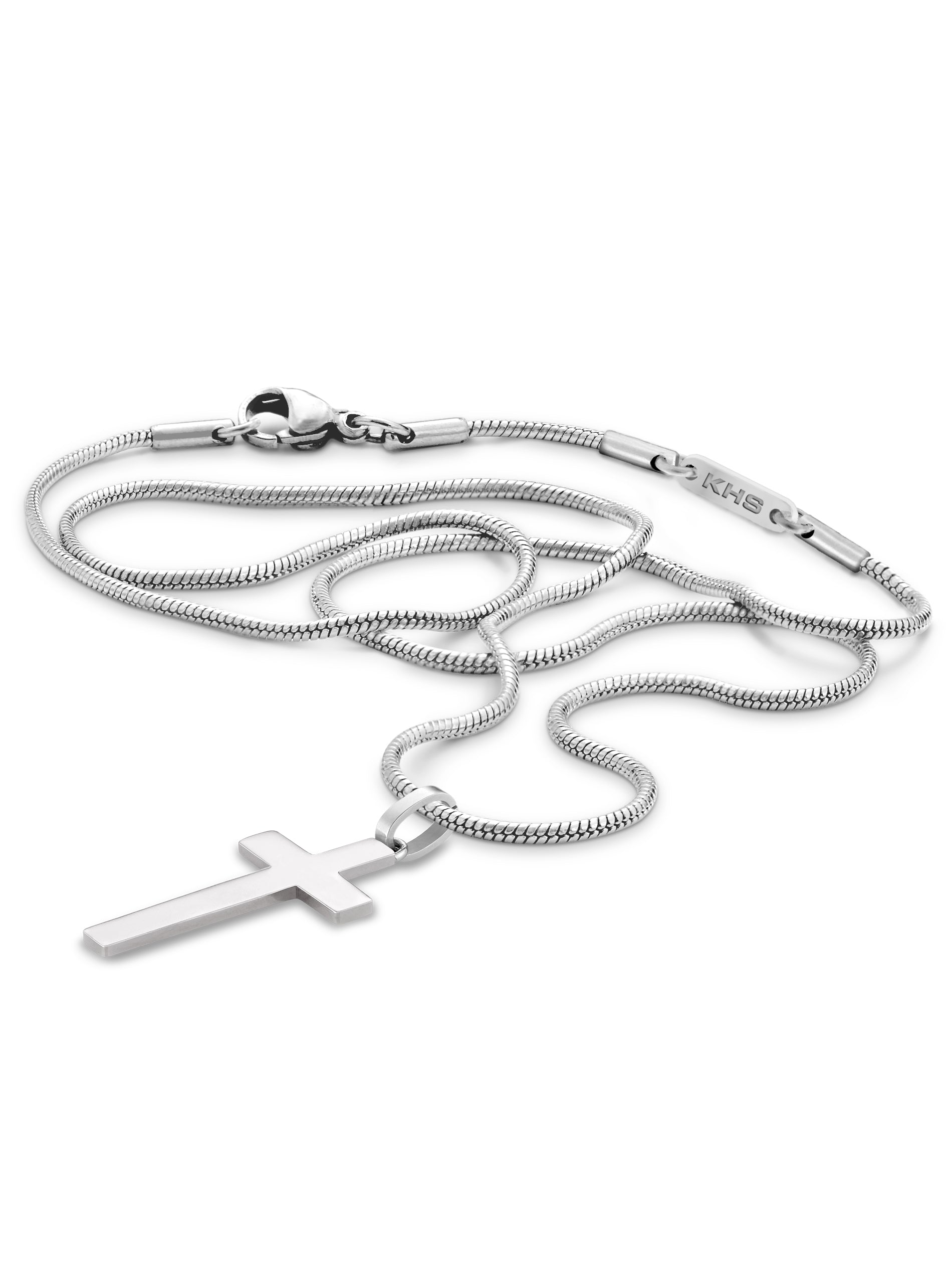 Kreuz 28mm mit Schlangenkette 75cm
