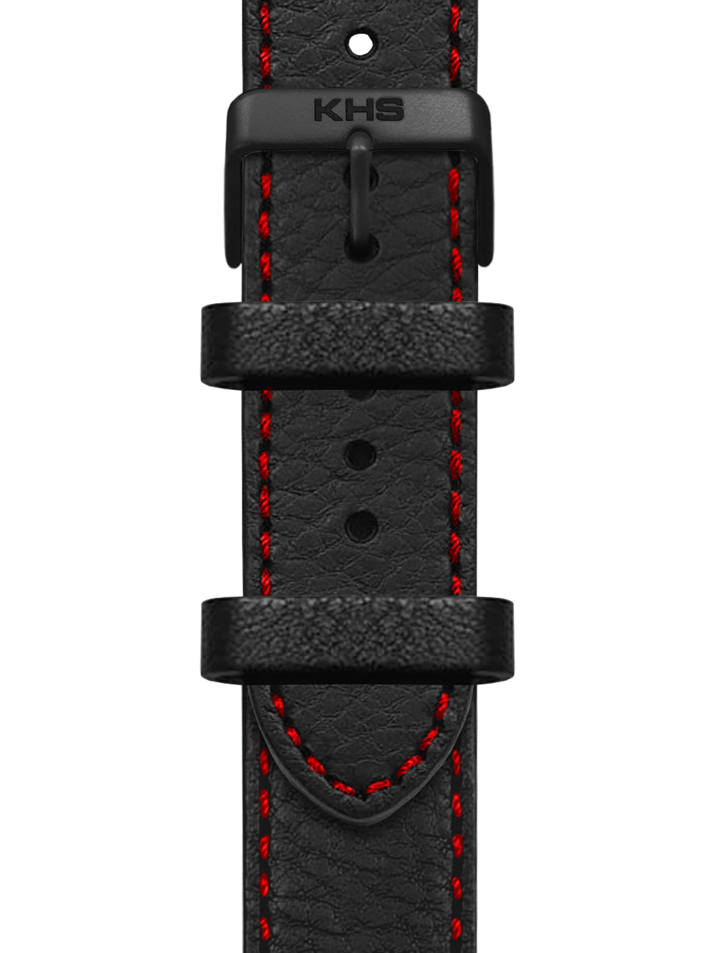 Leather Band Buffalo Leather Black | Red Stitching 22mm